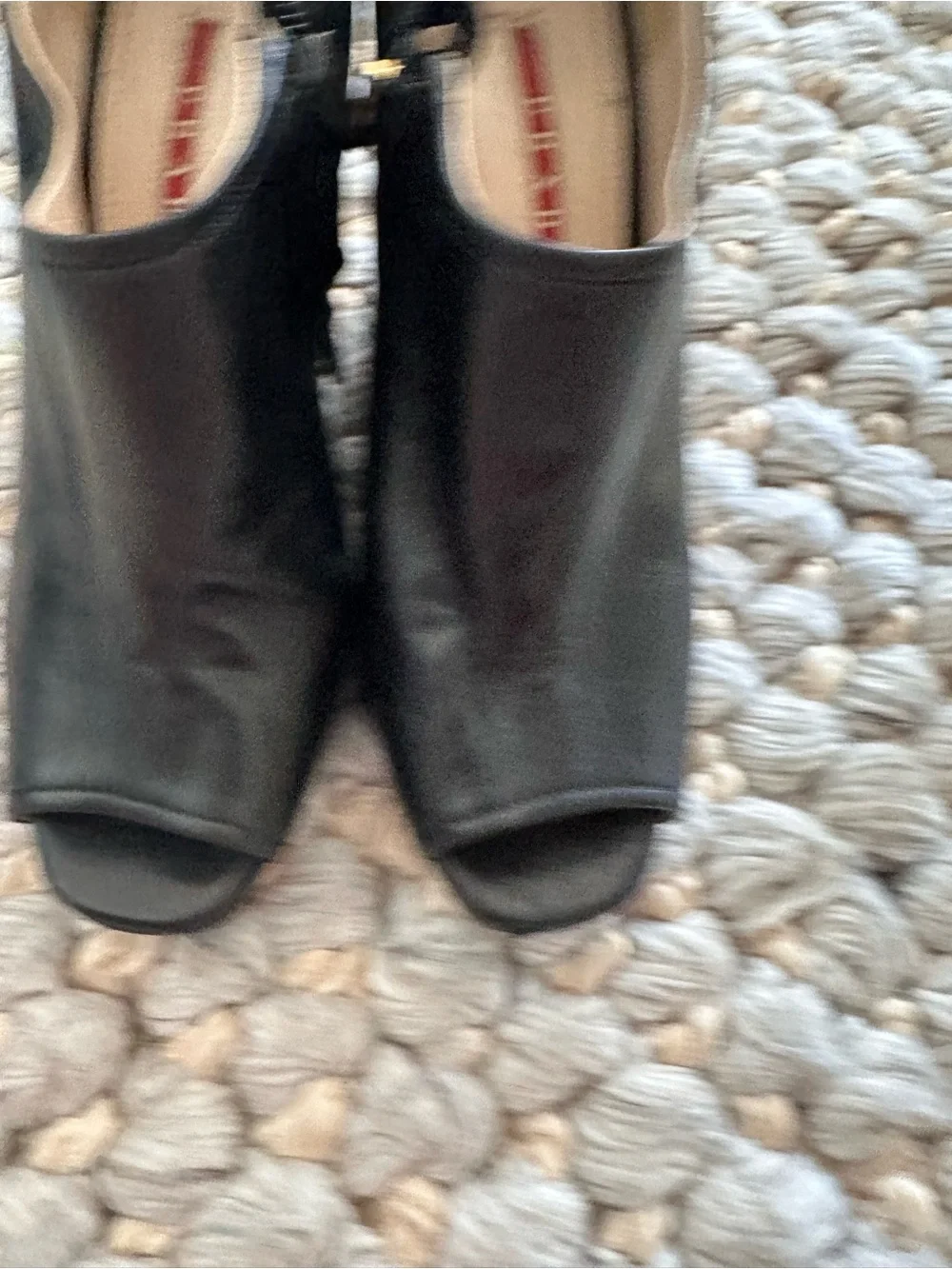 Prada peep toe wedge booties authentic size 37.5 black